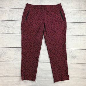 Slazenger Golf Pants sz 10 Red Patterned Cropped Inseam 27" Poly Blend
